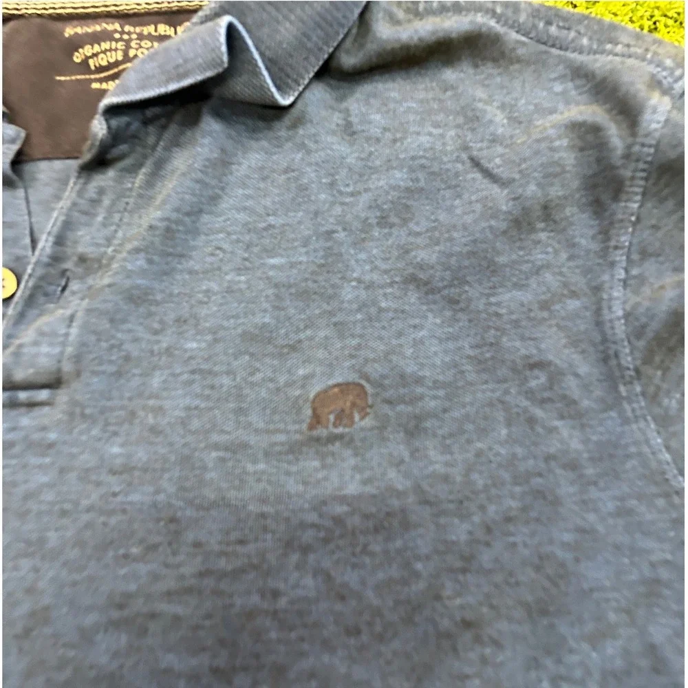 Banana Republic Mens XL Tall Blue Organic Cotton Pique Elephant Logo Polo Shirt